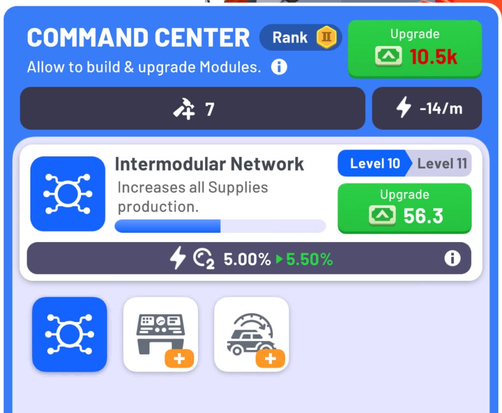 Command Center - Main part of space station and upgrades