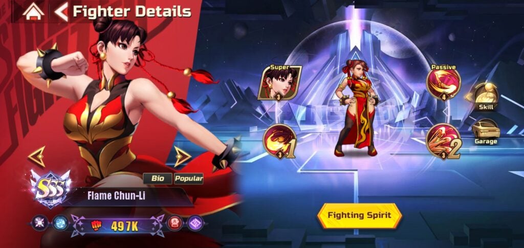 Flame Chun-Li in Street Fighter: Duel.