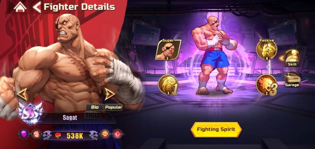 Sagat in Street Fighter: Duel.