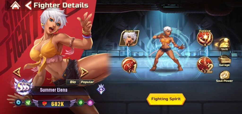 Summer Elena in Street Fighter: Duel.