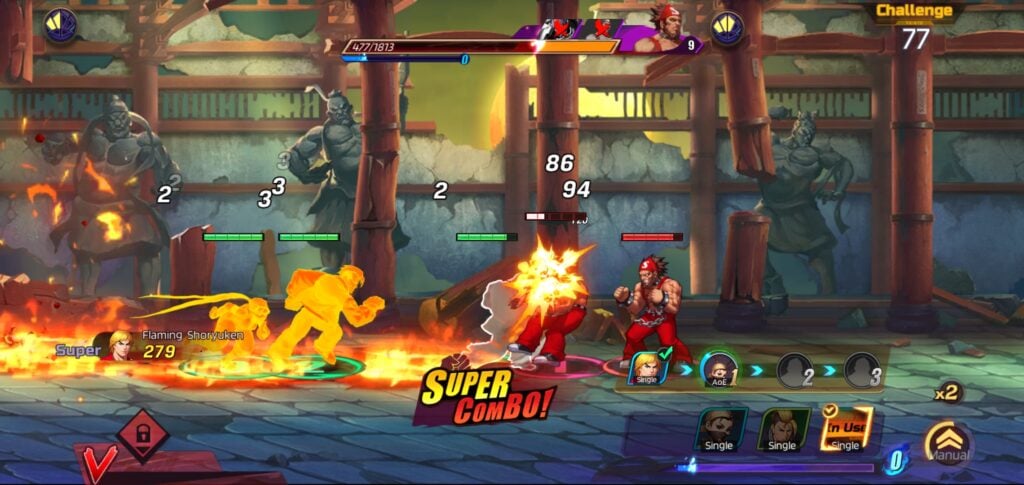 A Super Combo being executed in Street Fighter: Duel.