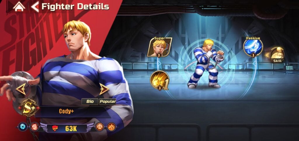 Cody in Street Fighter: Duel.