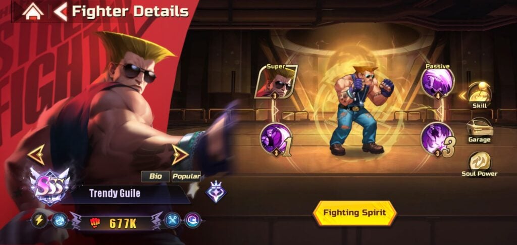 Trendy Guile in Street Fighter: Duel.