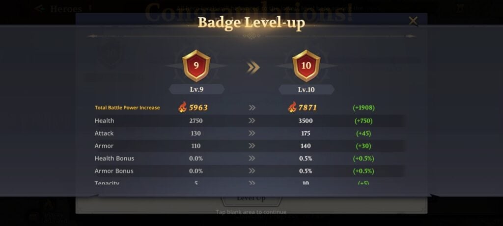 Inariel Legend - Dragon Hunt badge level up