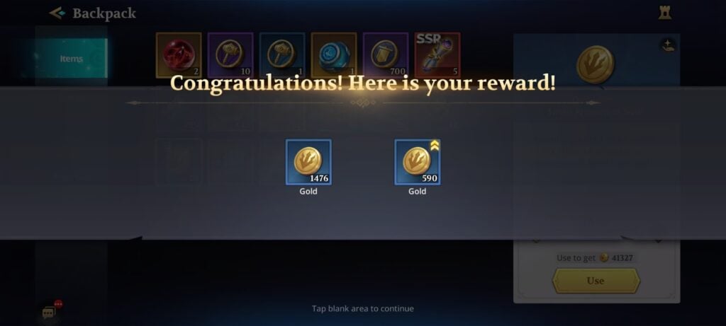 Inariel Legend - Dragon Hunt afk reward item used (gold)