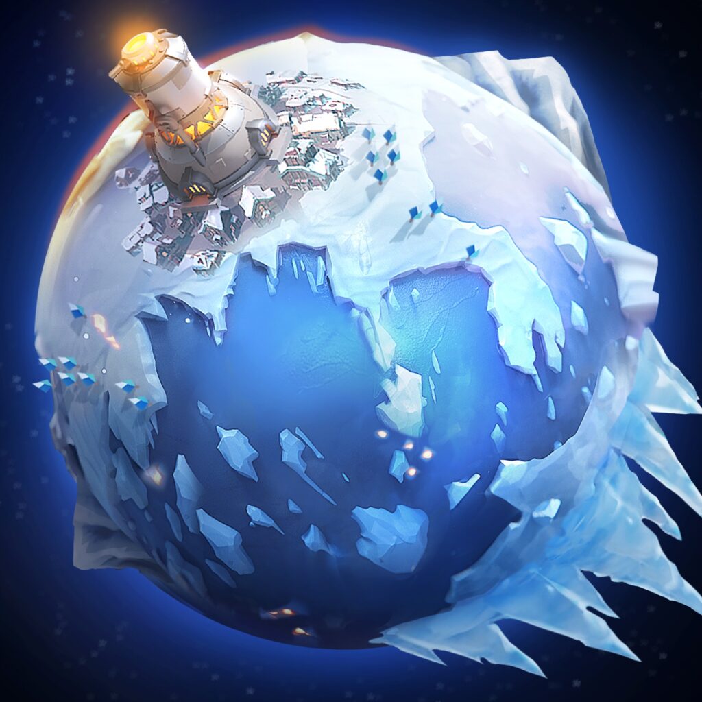 A satellite view of the planet in Whiteout Survival.