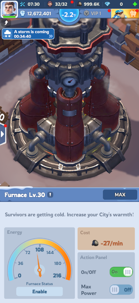 A level 30 Furnace in Whiteout Survival.