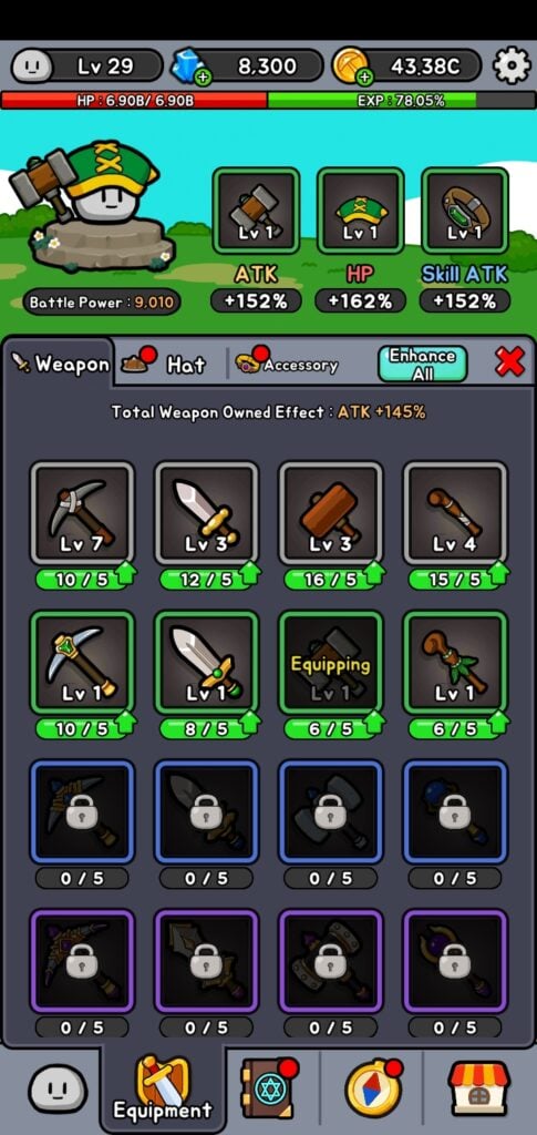 Weapons in Stone Adventure.