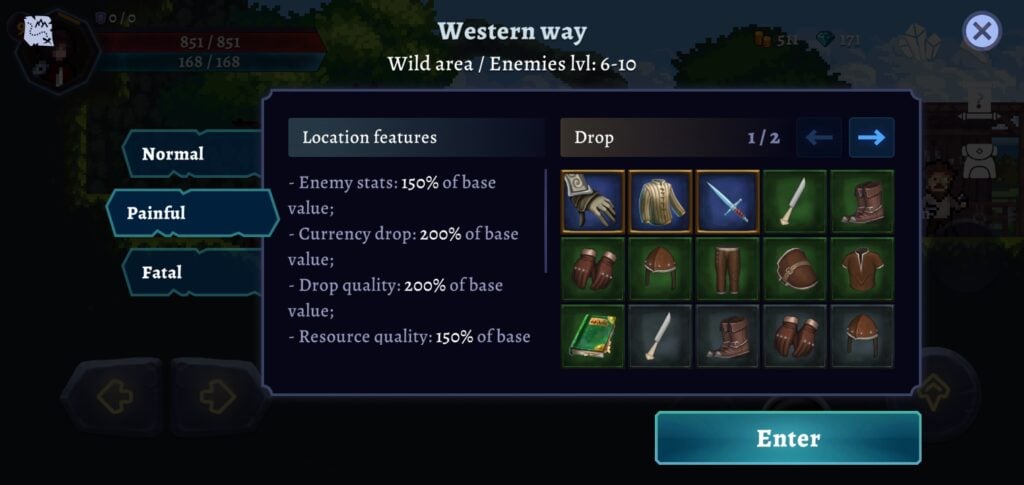 Difficulty options for the Western Way zone in Darkrise.