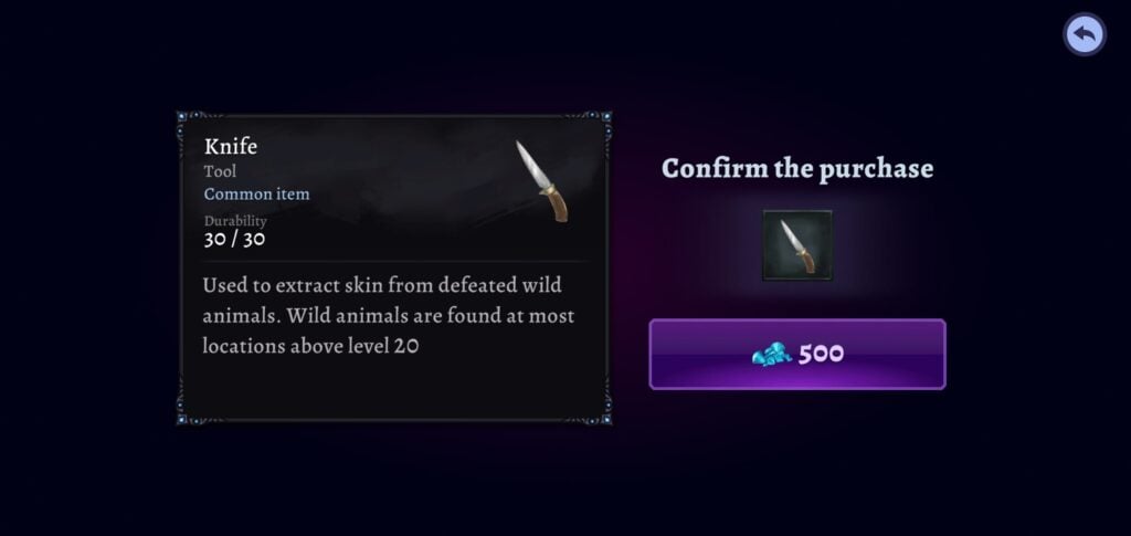 A knife in Darkrise.