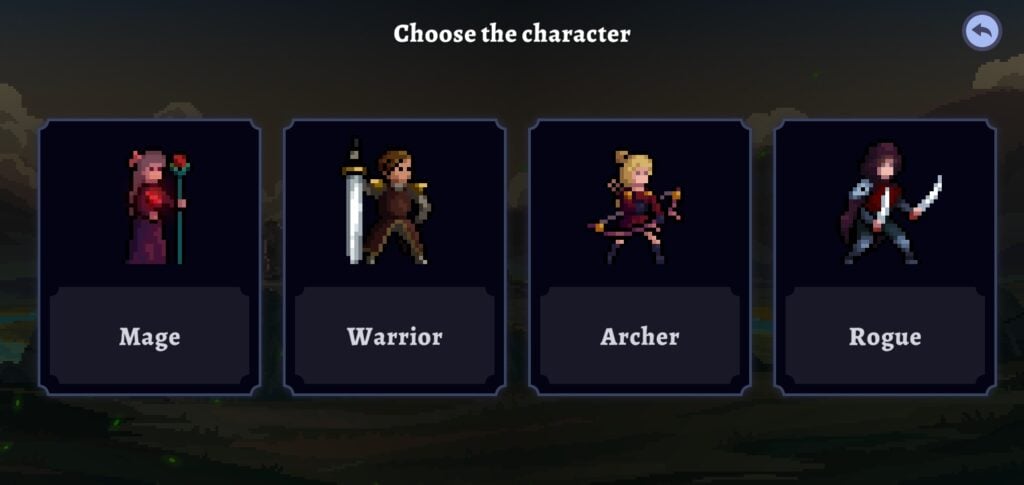 Four character classes in Darkrise.