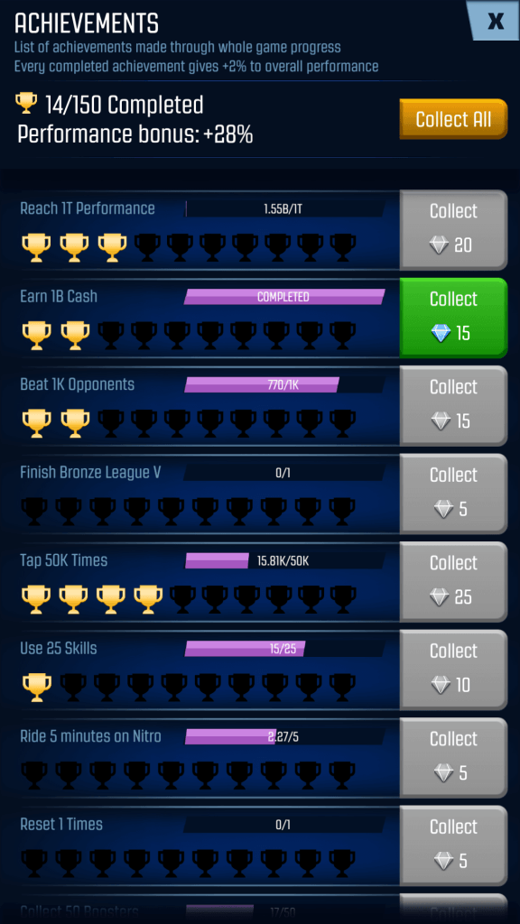 Finish achievements to get rewards