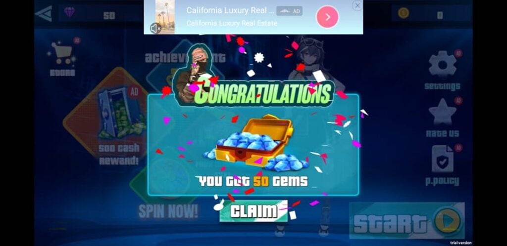 Congratulations Rewards - Watching ads