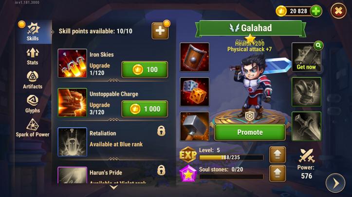 Hero Upgrade Screen