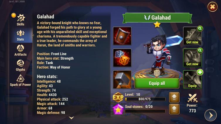 Hero Stats Screen