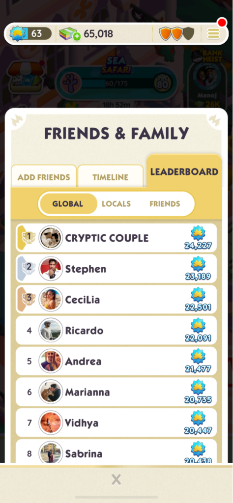 leaderboard in monopoly go