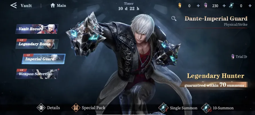 screenshot of Legenday Hunter Dante in Devil May Cry: Peak of Combat