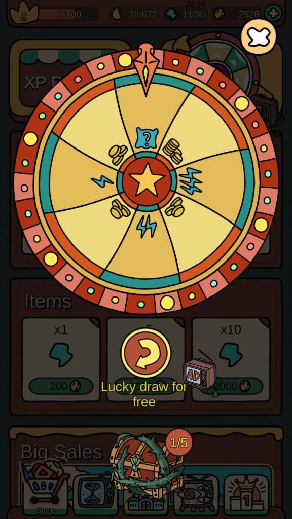 Get coins and energy from the lucky draw