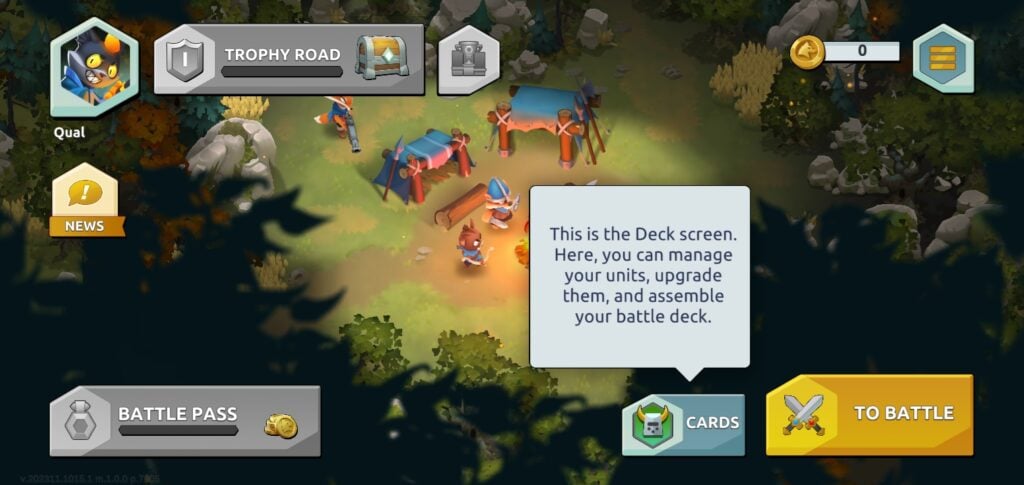 The Cards Deck tab from the home screen in Wild Forest.