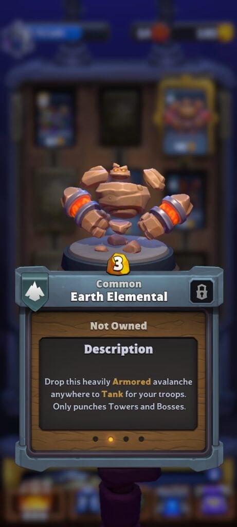 Warcraft Rumble - mini description (Earth Elemental)