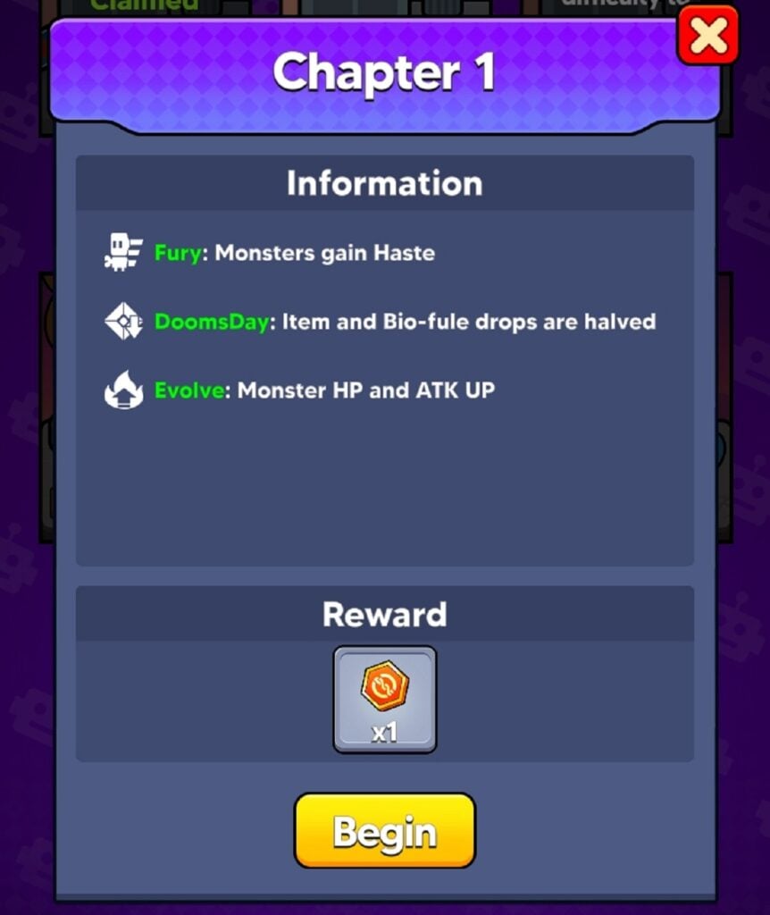 Gold DNA as a reward for a chapter one trial.