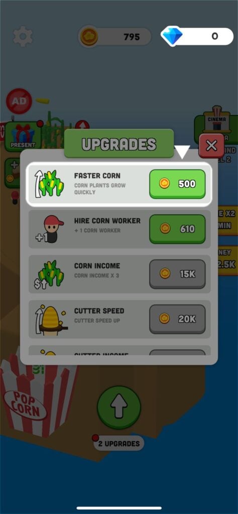 Popcorn Inc - Upgrades