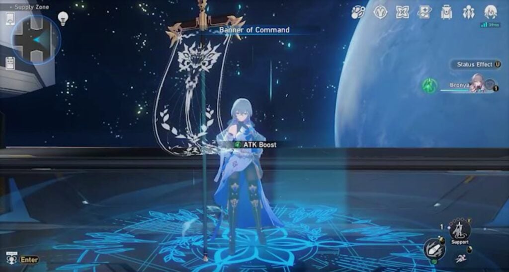 Bronya using her Banner of Command in Honkai: Star Rail.