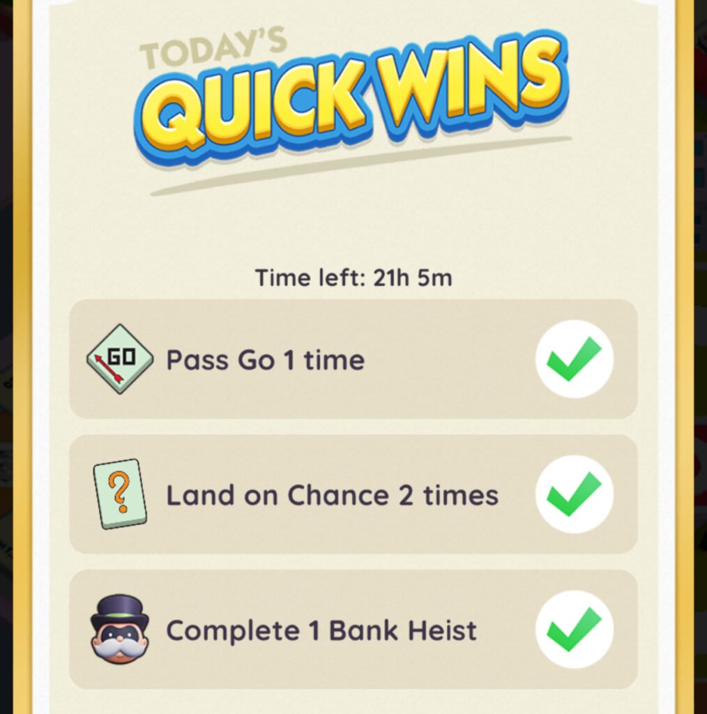 Quick Wins - Receive rewards for completing objectives