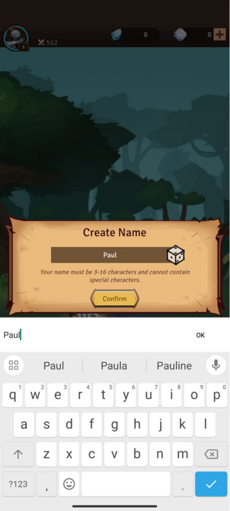 Game installation and username creation in Hero Adventure Idle RPG Games