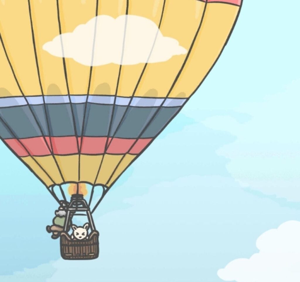 Tsuki riding a hot air balloon