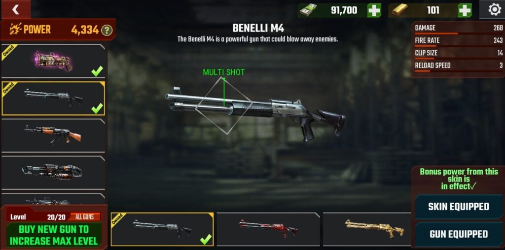 The Benelli M4 in Zombie Fire 3D.