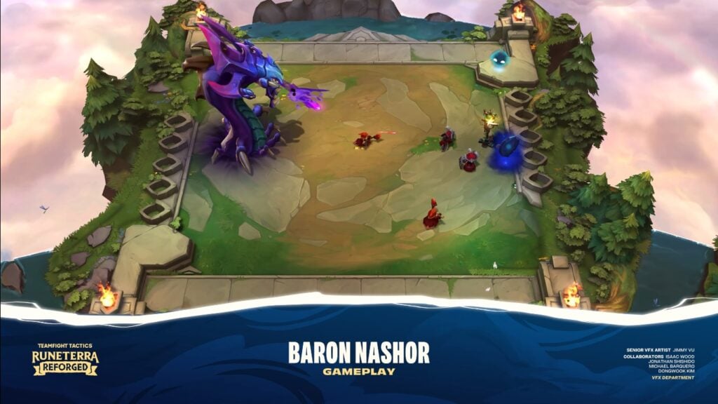 Baron Nashor brief gameplay in Teamfight Tactics.