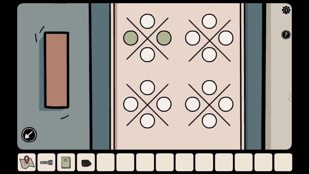 Naughts and crosses pattern on the safe. Tap the dots to color them. 