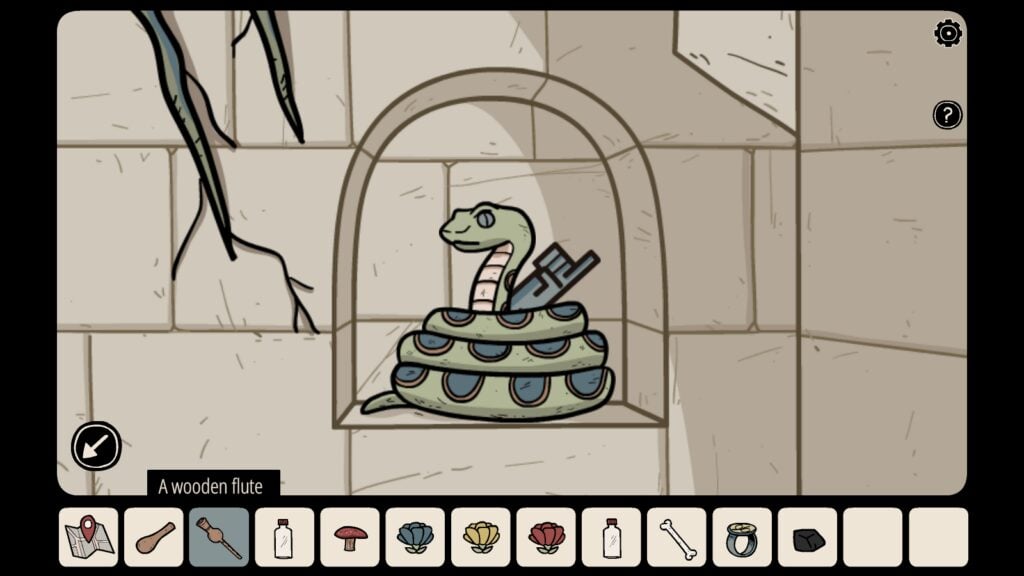 Use the flute on the snake and take the statue's hand