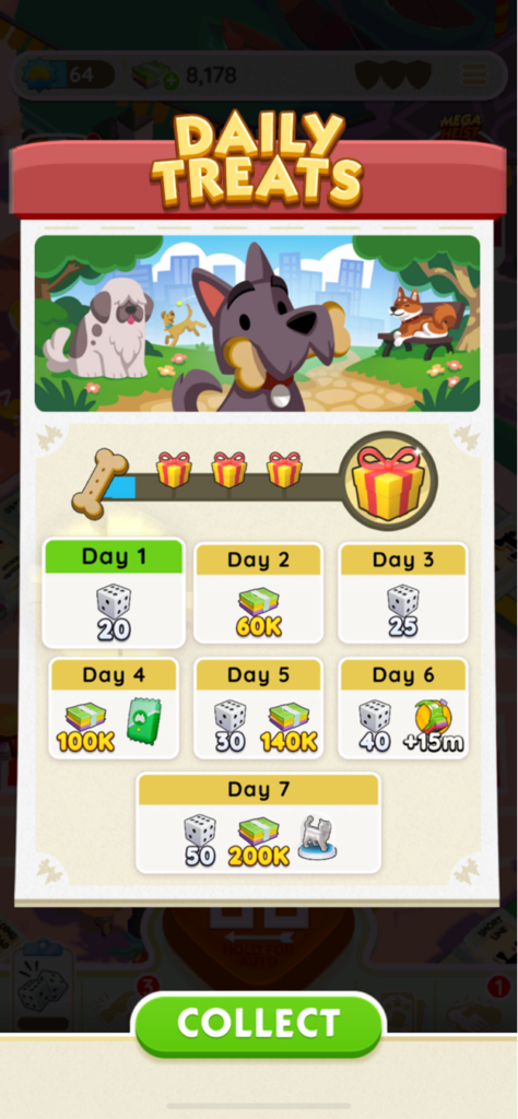 collect daily login rewards