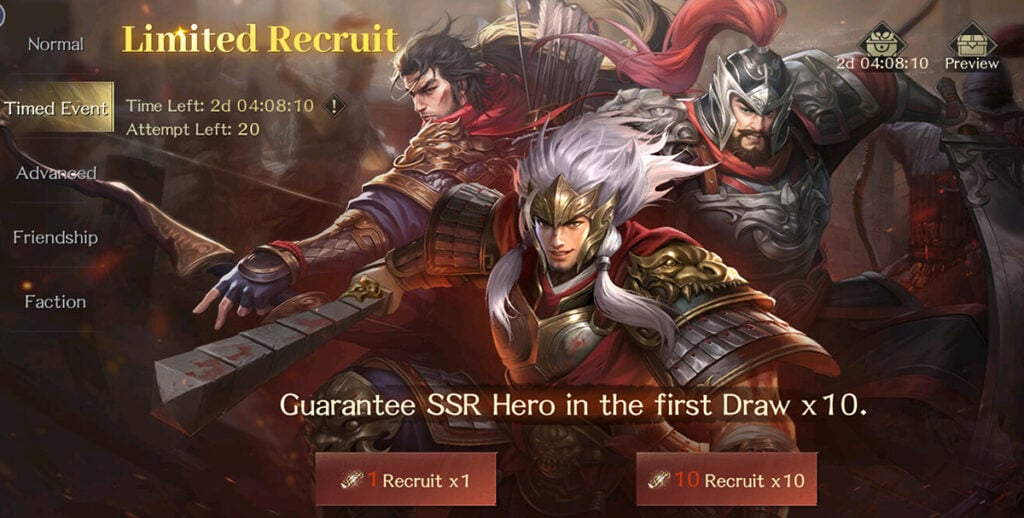 Throne of Three Kingdoms Recruit