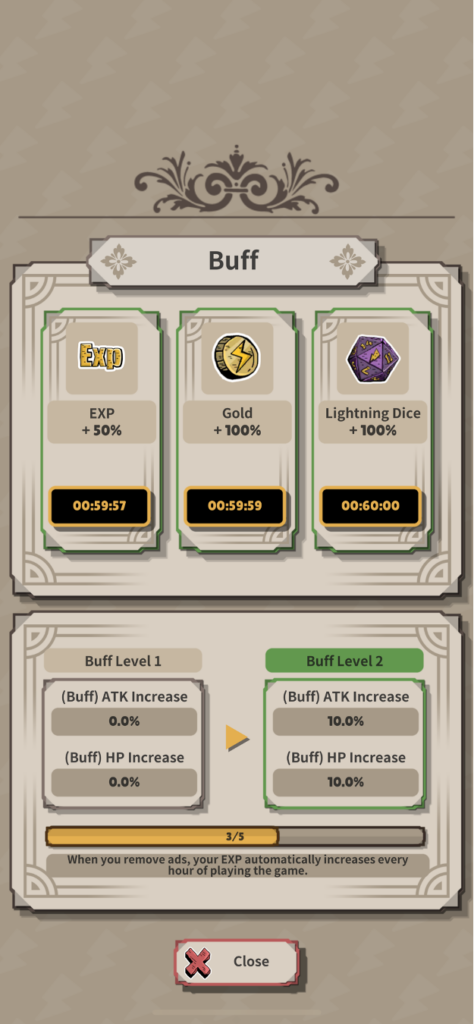 activate buff in lightning princess idle rpg