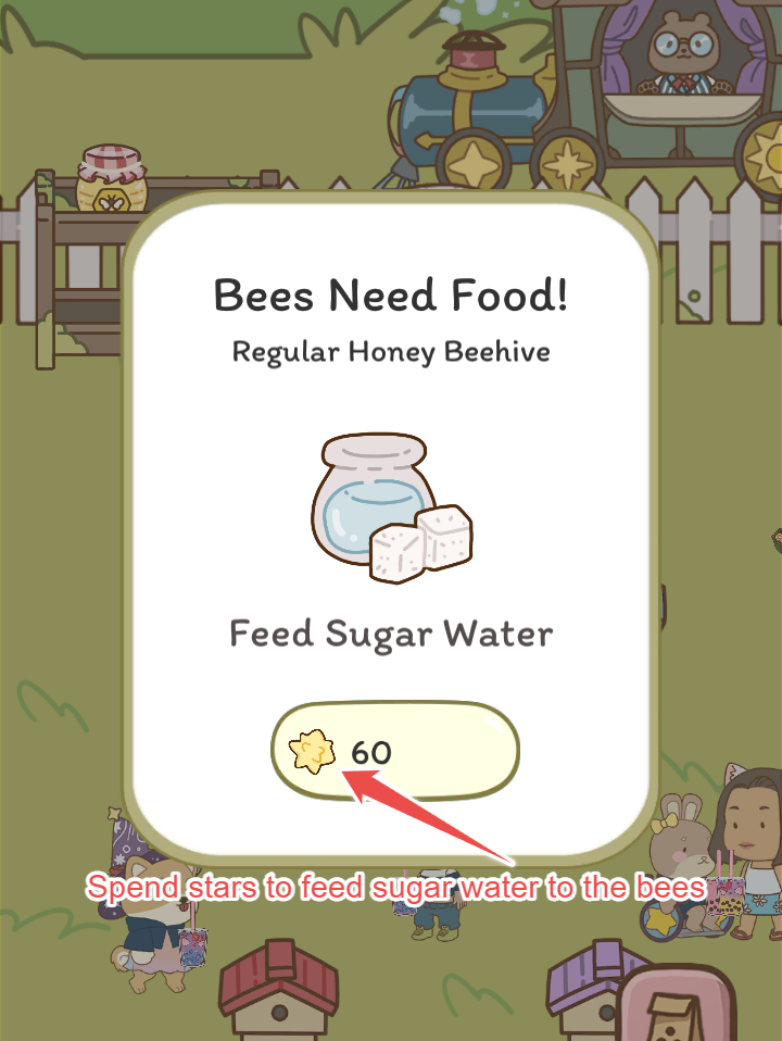 Feed sugar to bees using stars