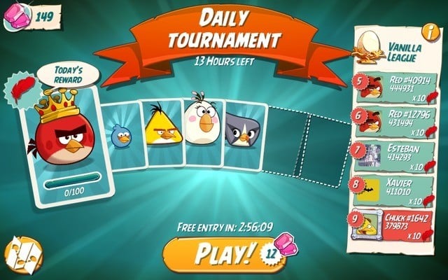 Play Angry Birds 2's daily tournament 