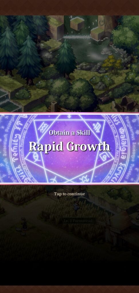 Screenshot of the Rapid Growth skill in Isekai: Slow Life.