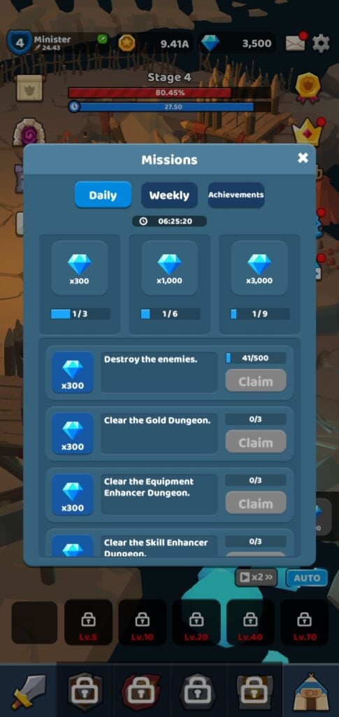 Missions in Dino Knight.