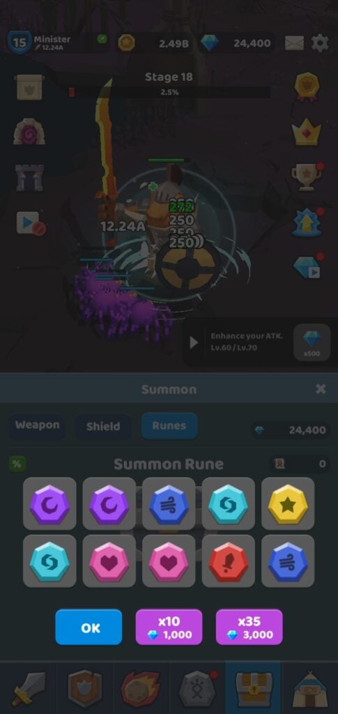 Rune summoning in Dino Knight.