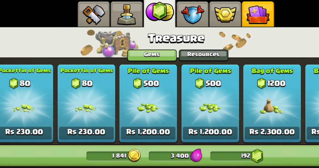 clash of clans shop