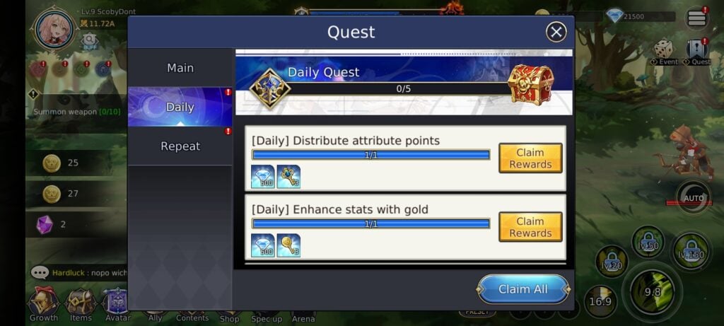 Quests list