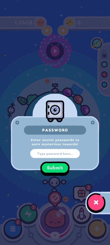 enter codes to get rewards in Idle Pocket Planet