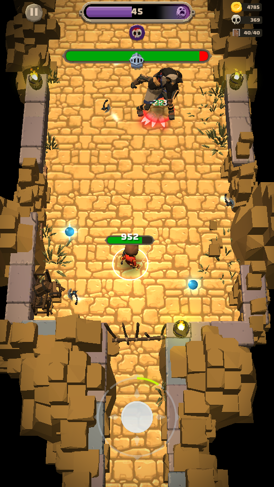 The player facing off against a Mummy boss in Dungero: Archero Roguelike RPG.