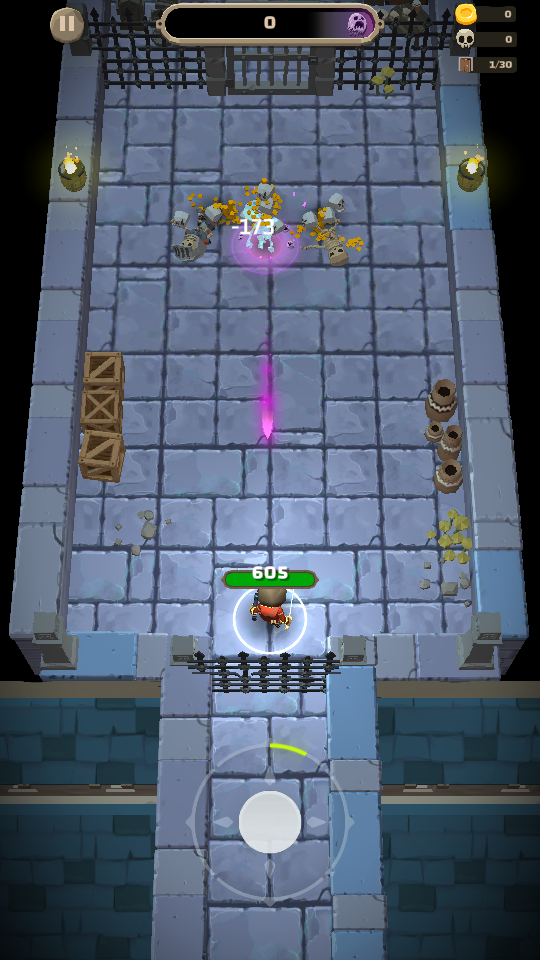 An enemy shooting an arrow at the player in Dungero: Archero Roguelike RPG.