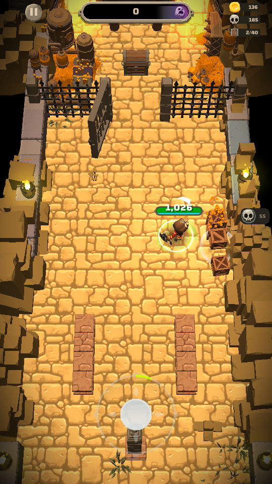 The player exploring the Pyramid in Dungero: Archero Roguelike RPG.