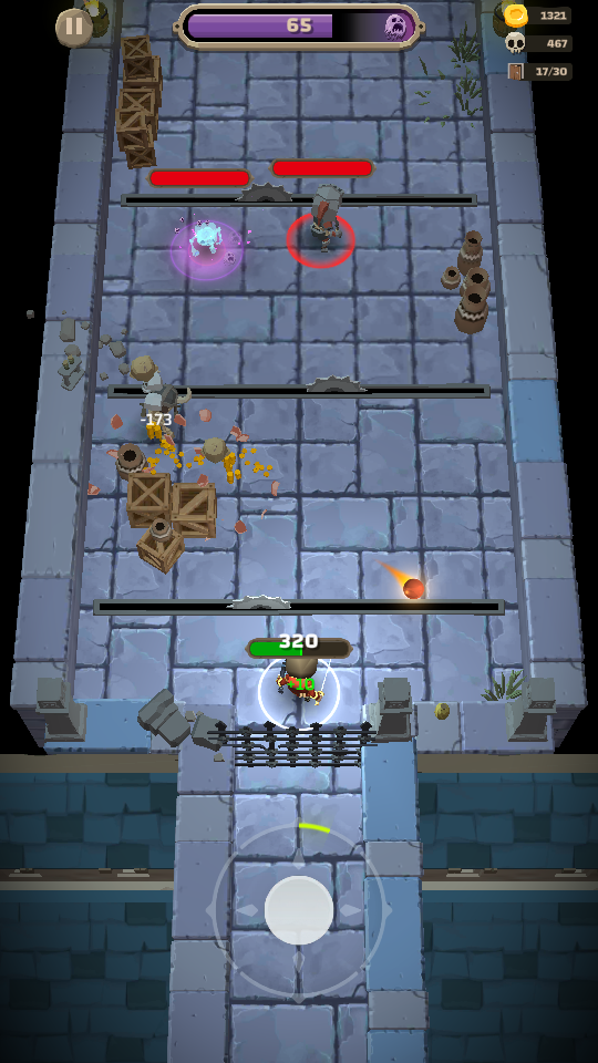 Enemies and traps in Dungero: Archero Roguelike RPG.