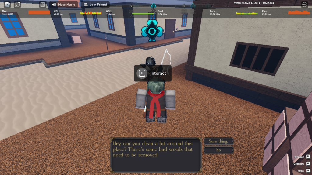 An NPC in Roblox: Clover Retribution.